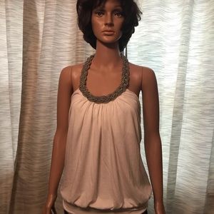 White tank top with silver necklace